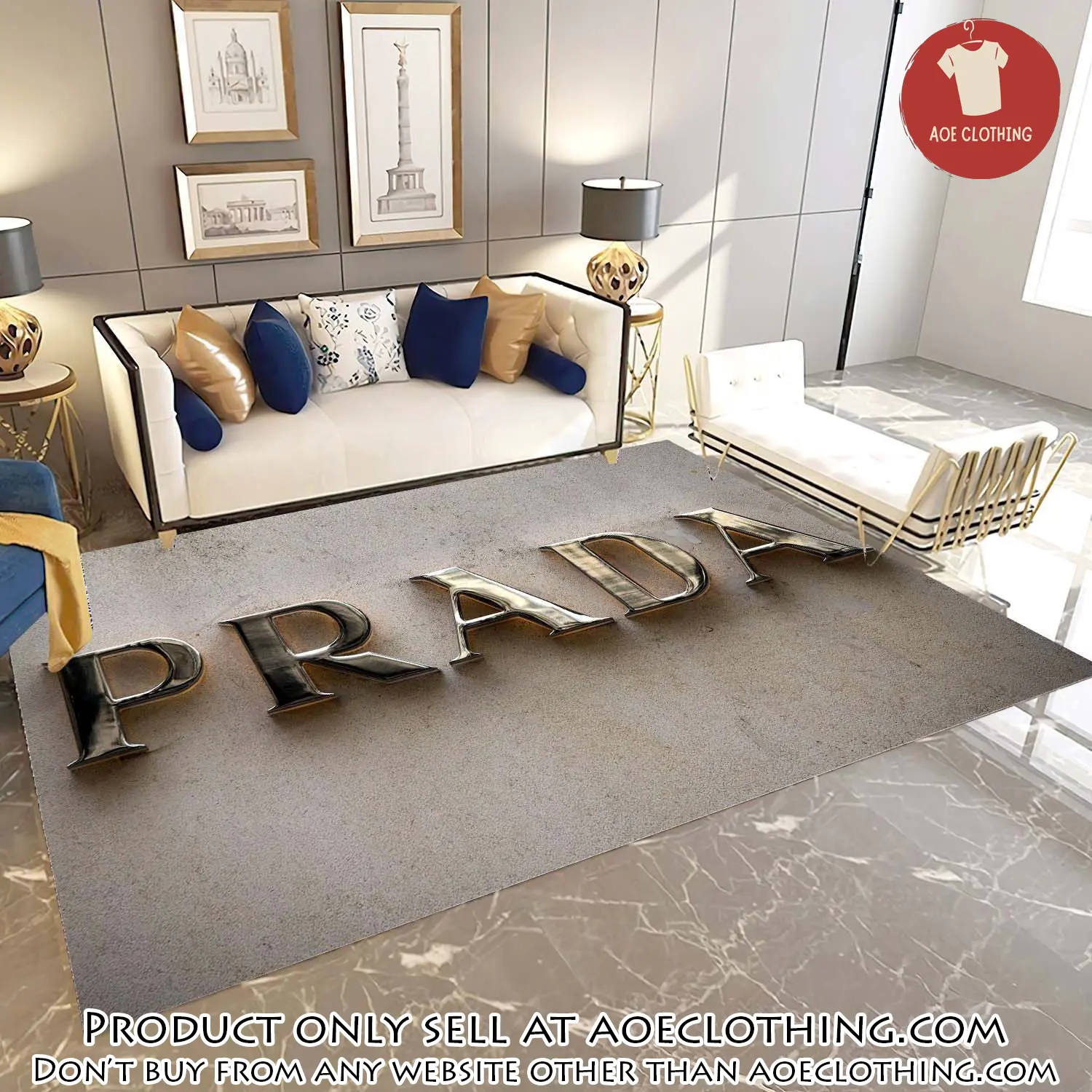 Prada logo luxury brand premium area rug carpet home decor aoe1602767